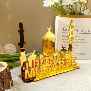 Factory Wholesale Arabic Islamic Art Ramadan Supplies Waterproof Silk Mosque Tabletop Decorations Muslim Party Home Art