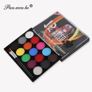 Panwenbo 15 Colors Art Body Painting Supplies Halloween Party Body Makeup Face Body Paint Kit Water Based Face Paint