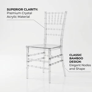 Luxury Transparent Crystal Resin Chivari Chair Clear Acrylic Chiavari Chair Stackable For Wholesale Wedding Event