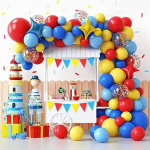 Red Blue Yellow Carnival Circus Balloon Garland Arch Kit for Birthday Party Carnival Theme Decorations