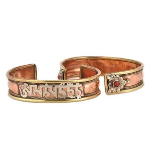 Buddhist Good Lucky Cuff Handmade Jewelry Bracelet Tibetan Mantra Om Mani Padme Hum Copper Gift Trendy Design
