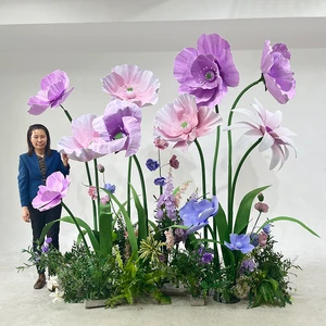 Custom Giant Purple Poppy Paper Flowers Set Wedding & Party Decoration Supplies for Graduation Halloween & Easter