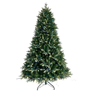 1.5-2.4M Hinged PVC High Quality Eco-Friendly Artificial Spruce Christmas Tree with LED Lights and Metal Stand