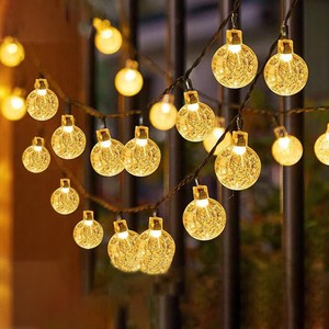 Solar LED Crystal Christmas String Lights Bubble Ball Outdoor Holiday Party Garden Camping Tent Ambience Decorative Lights