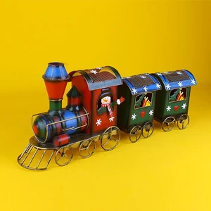 Vintage Style Iron Christmas Decorations Trains Props Christmas Scene Layouts Ornaments