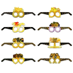 2026 New Year Theme Paper Glasses - Holiday Party Photo Props & Decoration Supplies for Adults & Kids