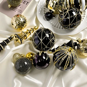 C-387 Exclusive Christmas Tree Stand Decorations Black Gold Electroplating Ball Sets Special-Shaped Plastic Ball Accessory