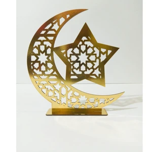 Concept Home Moon Eid & Ramadan Table Ornaments with LED String Lights-Reusable Customizable Indoor Use