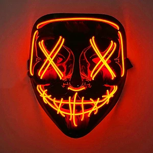 Wireless 2025 Halloween Rave Disguise Mask Luminous LED Purge Mask Neon Light Glowing Masks For Carnival Dark Night Decor
