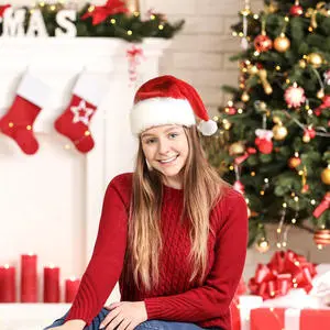 Novelty LED Light up Christmas Hat Funny Plush Santa Hat Festive Holiday Party Supplies for Adults