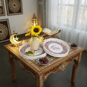New Arrival Ramadan Fruit Platter Wood Ornament for Eid Mubarak Party Decoration