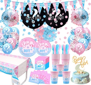 Party Supplies Hot Sale New Design Colorful Tableware Balloon Suit Girl or Boy Baby Reveal Party Set Party Decoration