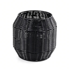 Black Rattan Christmas Tree Skirt Base Handmade Rattan Tree Collar Basket for Xmas Home Decoration Tree Stand
