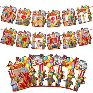 Carnival Circus Banner Party Decorations Photo Garland Carnival Theme Hanging Picture Banner for Circus Birthday Party Supplies