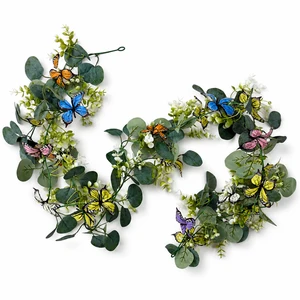 Artificial Eucalyptus Vine with 3D Butterfly Faux Greenery Garland for Wedding Table Party Home Decoration Wholesale