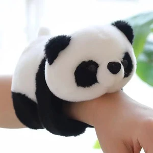 PP Cotton Embroidered Super Soft Plush Stress Relief Wholesale Panda Snapping Ring Bracelet Wrist Ornament