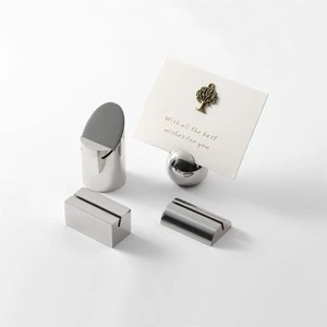 MAXERY Solid Sliver Business Card Holder Oblique Mouth Table Number Plate Stand Holder Menu Clip Card Holder Cake Price Tag Base