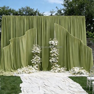 2026 Wedding Decorative Props Waved Wedding Metal Backdrop Decoration Arched Stand With Fabric Backdrop for Outdoor Stage Decor