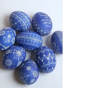 Classic Handmade Wooden Easter Eggs Hand Painted Artificial Eggs & Bunny Party Decorations for Easter Celebration
