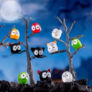 JINGJIA Nightlight Halloween Easter Miniature Scene Micro Landscape Acrylic Table Decoration Set Small Ornament