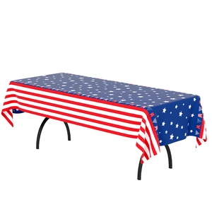 Wholesale Custom Disposable PVC Table Cloth American Flag Pattern Waterproof And Oil-Proof For Parties With Logo Table Cloth