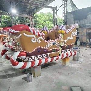 Large Outdoor Fiberglass Life Size Santa Sleigh Statue Christmas Holiday Garden Party Landscape Display Decorations