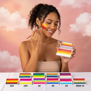Kid-Safe Non-Toxic Reusable Natural Plant Rainbow Stripe Body & Face Paint Stickers for European Festival Parties CE Certified .