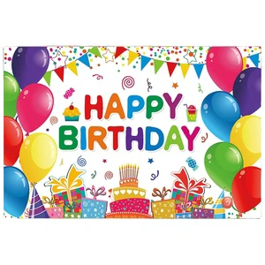 Factory Personalized Custom 5x3ft Colorful Portable Party Decorations Kids Boys Girls Backdrop Banner Happy Birthday Flags