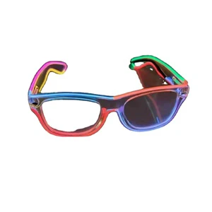 Neon LED Sunglasses Flashing EL Wire Battery Operated Sound Activated Handmade Personalized Diwali Party Glasses Rave DJ