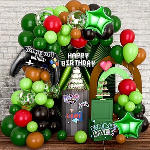 Green Brown and Black Balloon Video Game Balloons Garland Gaming Theme Birthday Supplies for Baby Shower Party Decorations