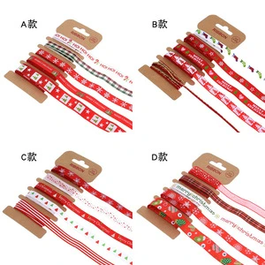 Christmas Printed Ribbon Set 2mm10mm15mm Webbing for Decoration and Gift Wrap Each One Meter Straps