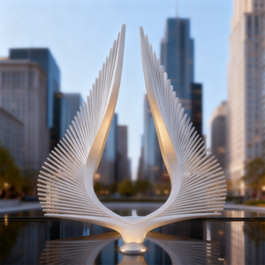 Large-scale Outdoor 3D Stainless Steel Fountain Sculpture With Water Spray And Artificial Water Curtain For Chinese New Year