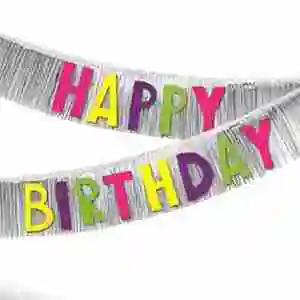 Happy Birthday Holiday Party Banner Party Birthday Rain Curtain Pull Flag Background Wall Decoration Supplies