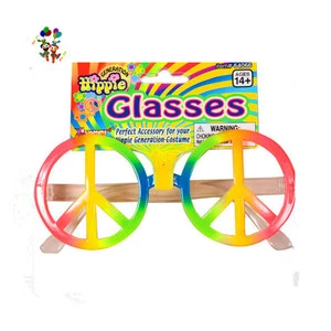 Plastic Funny Hippie Fancy Dress Costume Rainbow Peace Sign Party Glasses HPC-0622