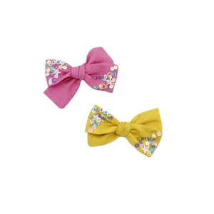 Custom Back To School Sequin Bow For Kids Girls School Gift Basket Stuff Linen Multi Sequin ABC Pink Yellow School Hair Bow