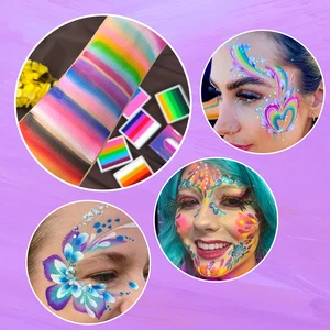 Party Makeup Water Active Face Painting Professional Split Cake Liner Color Mixing Rainbow Split Face Body Paint Palette