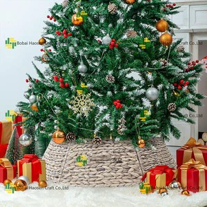 Water Hyacinth Detachable Woven Christmas Tree Decorations Base Stand Skirt Tree Collar Christmas Tree Accessories Tree Basket