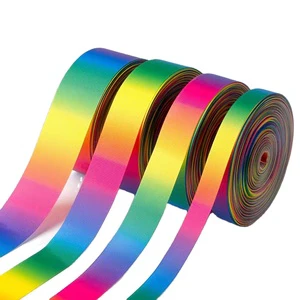 Rainbow Printed Webbing High Tenacity Christmas Gift Decoration Wrapping Ribbon Festival Party Supplies