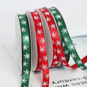 Christmas Ribbon Snowflake Ribbon, Satin Ribbon for Cake & Gift Wrapping, DIY Decorative Streamer for Handmade Bows