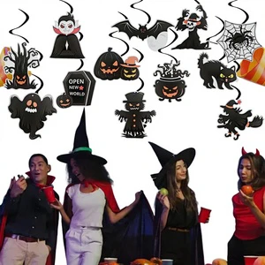 Halloween Hanging Swirl Spiral Ceiling Decor Pumpkin Ghost Bat Party Ornaments Decoration Set