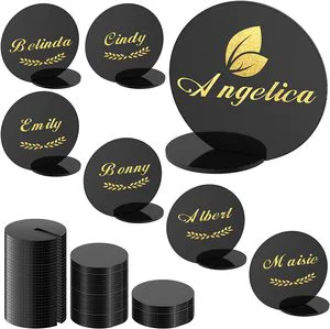 Clear Black Blank Round Acrylic Table Number Seat Plate DIY Wedding Party Birthday Party Seat Plate