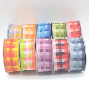 Wired Edge Three-Color Grid Ribbon - Waterproof Polyester Christmas Ribbon for Gift Bows and Packaging