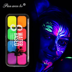 Panwenbo Professional 8 Fluorescent Colours Water Based Professional Face Paint Kit for Halloween Party and Body Painting