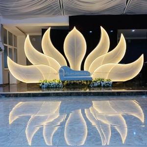 Large Size Wedding Decoration White Backdrop Arch Led Lighted up Flower Shape Photo Background Stage Decoration for Wedding