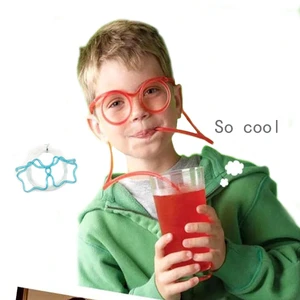 CY180 2023 Spoof Gift Children's Neon Glasses Fun Shape Fun Clear Glasses Straw For Children's Gift Kid Toy Glass