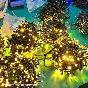 Commercial IP68 100 LED Warm White Twinkle String Lights Outdoor Copper Christmas Project Lighting 10m Rubber Cable for Garden