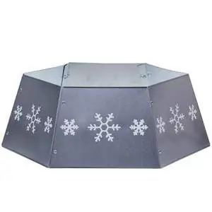High Quality Galvanized Iron Christmas Tree Stand Customized Hexagonal Design Durable Metal Snowflake Look GRAY