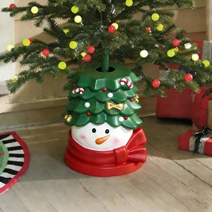 Christmas Tree Stand, Teddy Bear Shaped Tree Base Festive Home Decor for Christmas Resin Holder for up to 7.5ft Artificial Tree