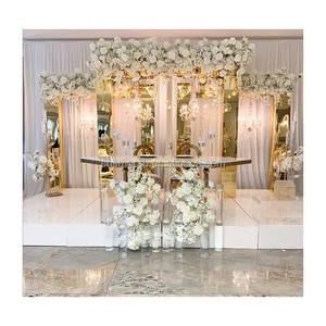 Wholesale Event Party Stage Decoration Shiny Gold Silver Stainless Steel Frame Flower Backdrop Stand Wedding Arch