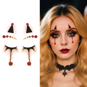 Halloween Paper Face Stickers Temporary Eco-Friendly Water Transfer Tattoo Face Makeup Clown Design Waterproof for Men and Women